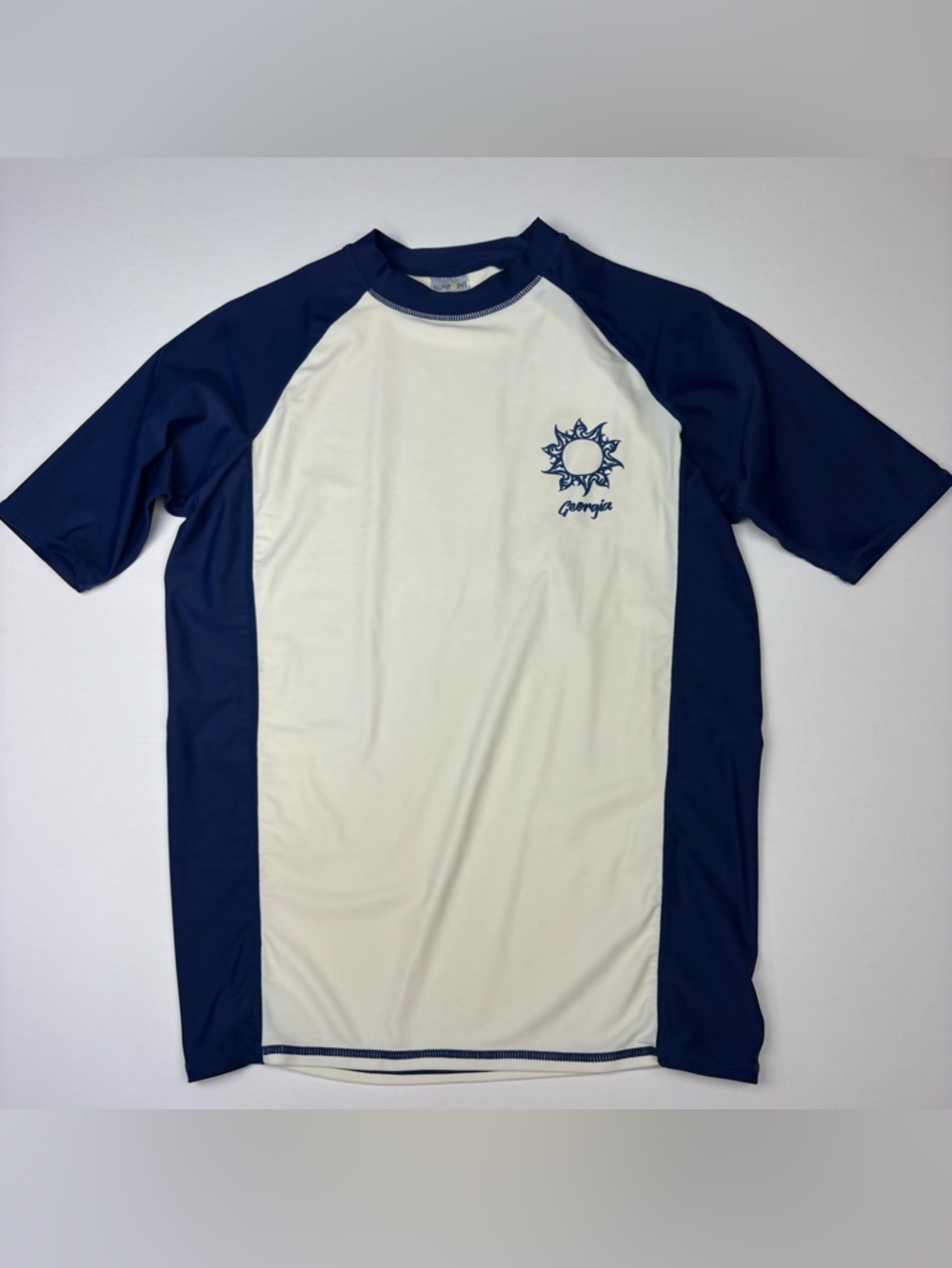 Sunpoint Men Medium Swim Shirt Rash Guard Georgia Sun Blue White Beach Wear